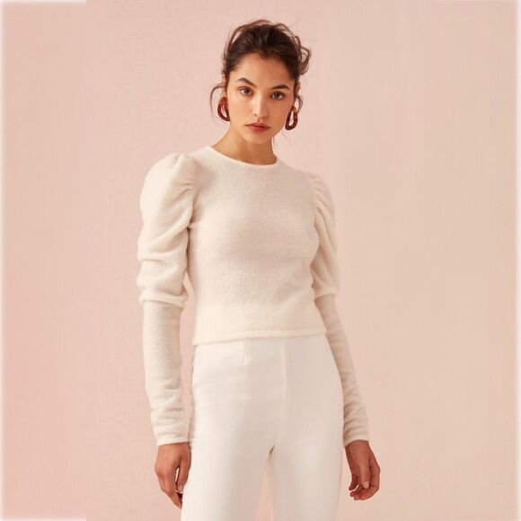 Keepsake The Label What If Puff Sleeve Fitted Sweater Knit Top - Picture 1 of 10